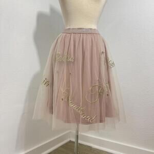 Y2K Preppy Pink Tulle Embroidered Midi Skirt (34)